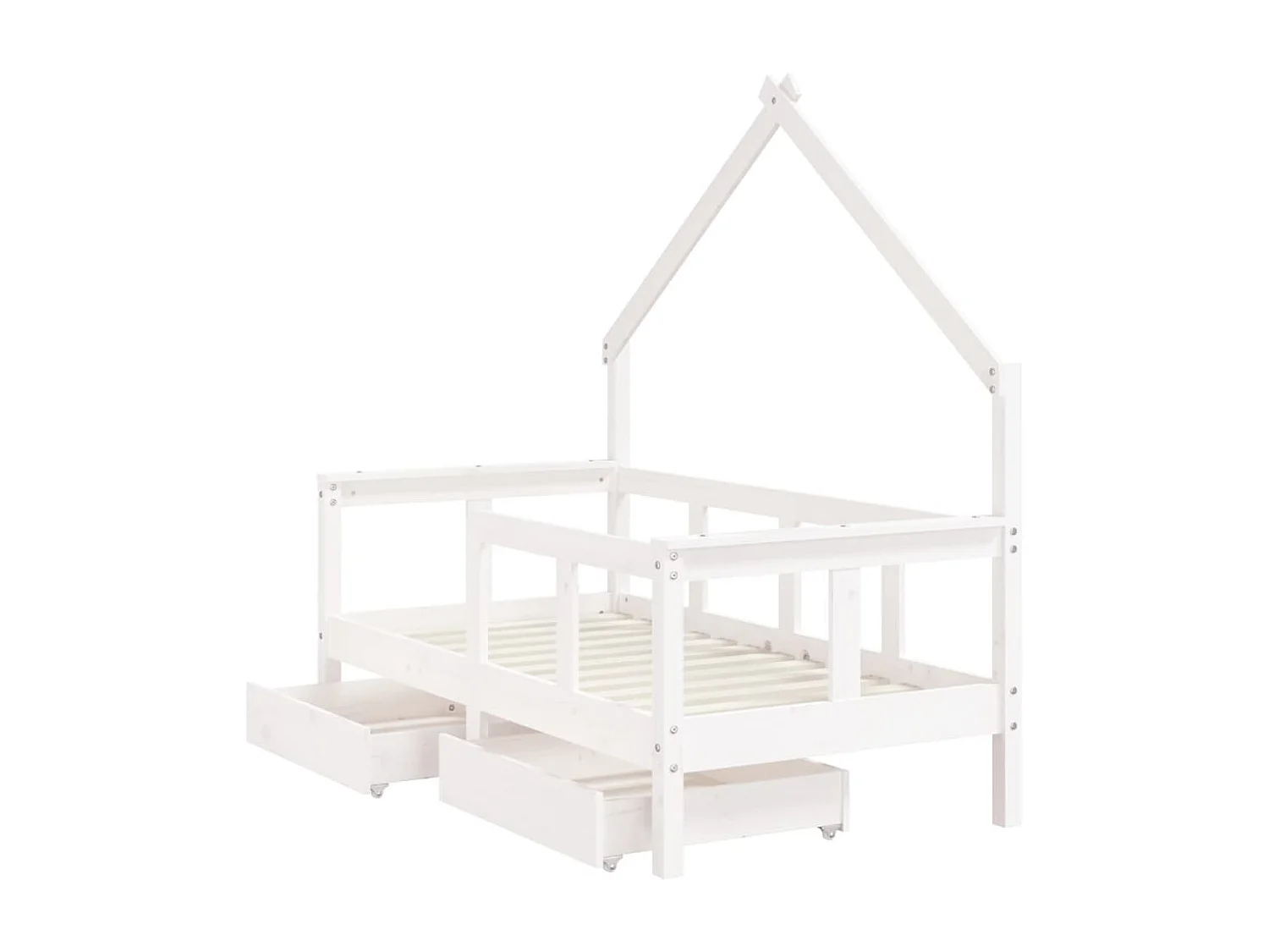 Cadre de lit enfant tiroirs blanc 70x140 cm bois de pin massif