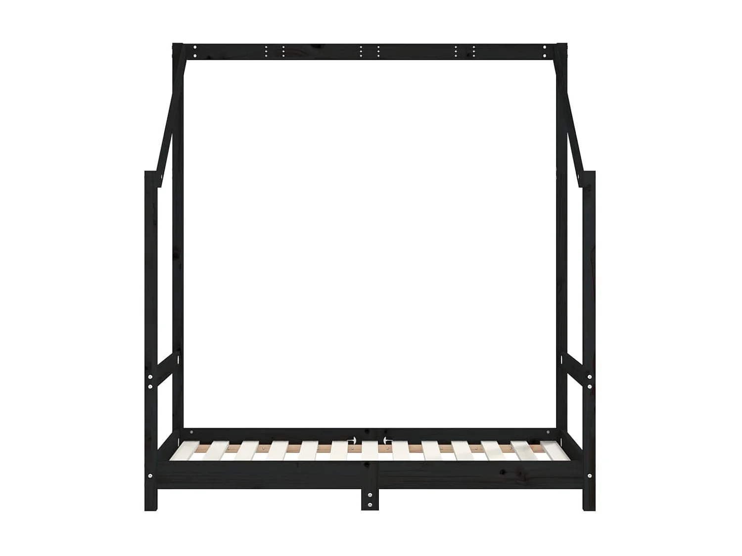 Schwarzer Kinderbettrahmen 2x(70x140) cm aus massivem Kiefernholz