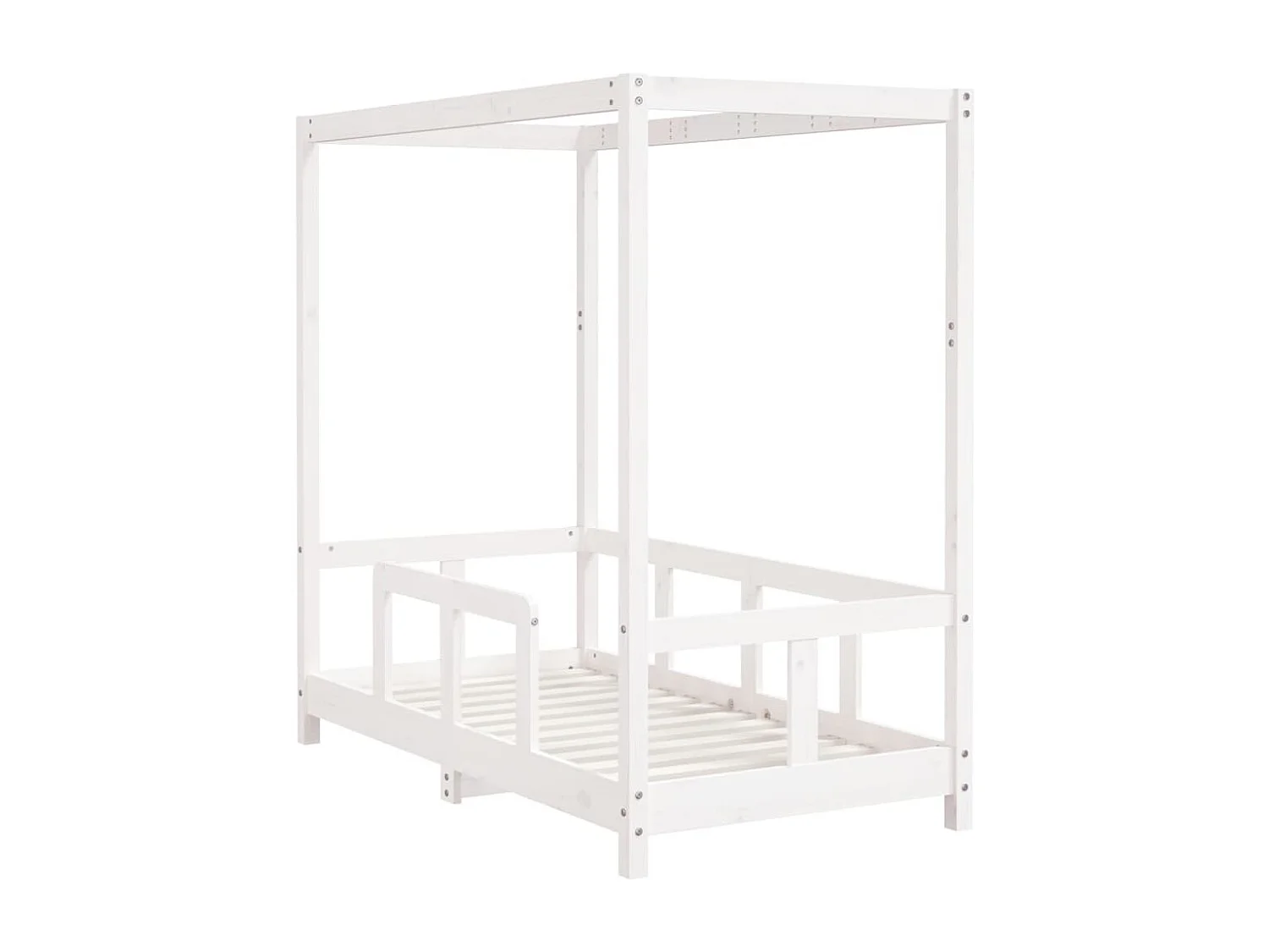 Estructura de cama infantil blanca de madera maciza de pino 70x140 cm