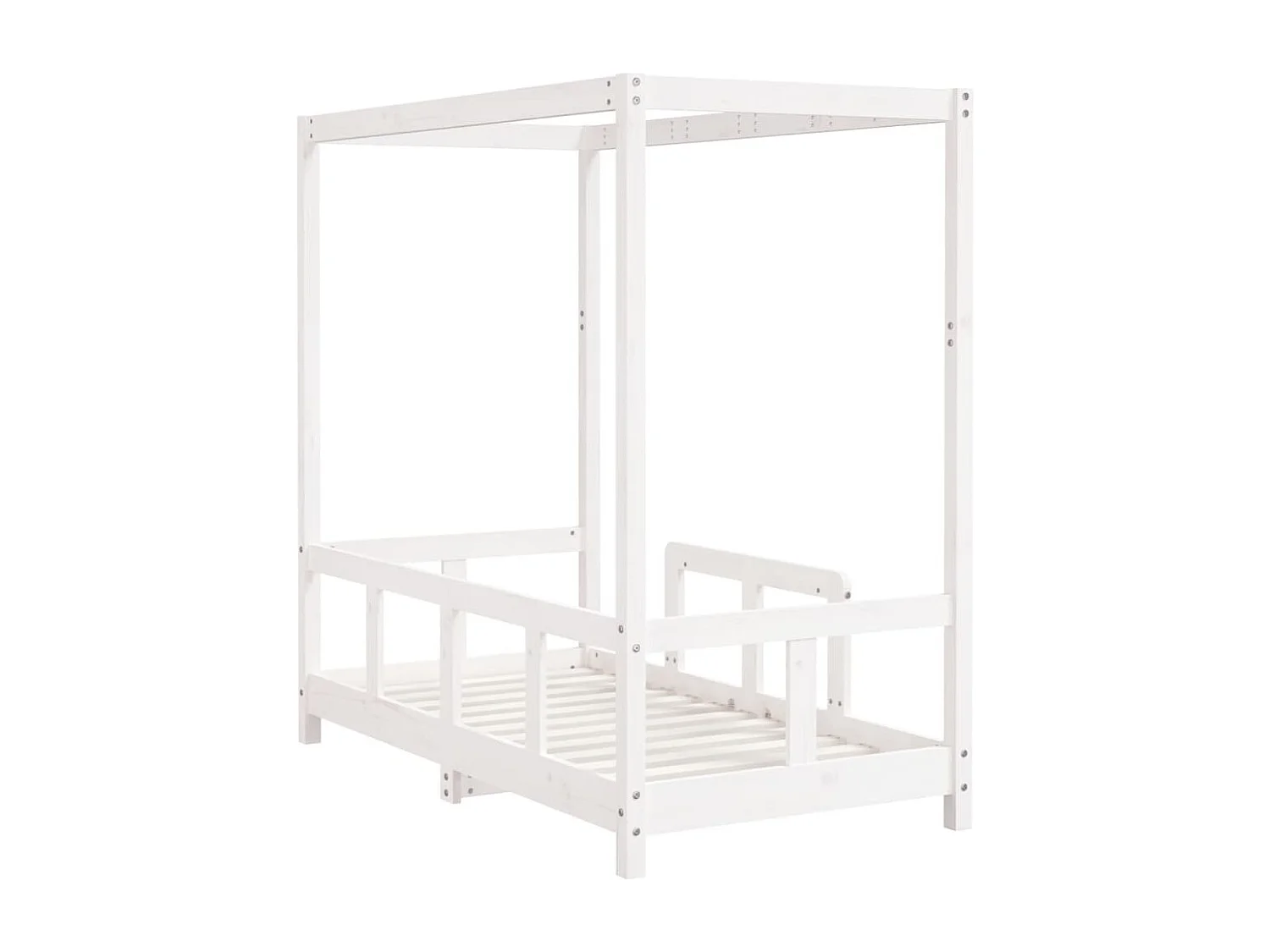 Estructura de cama infantil blanca de madera maciza de pino 70x140 cm