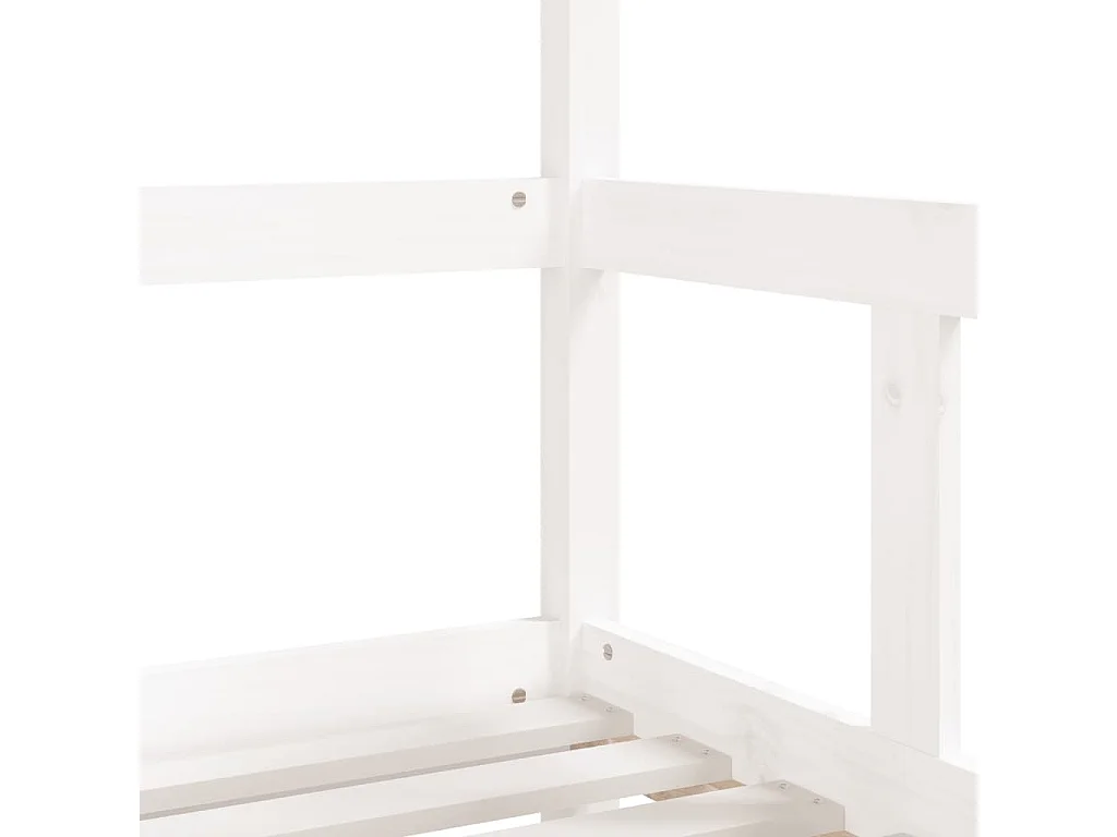 Estructura de cama infantil blanca de madera maciza de pino 70x140 cm