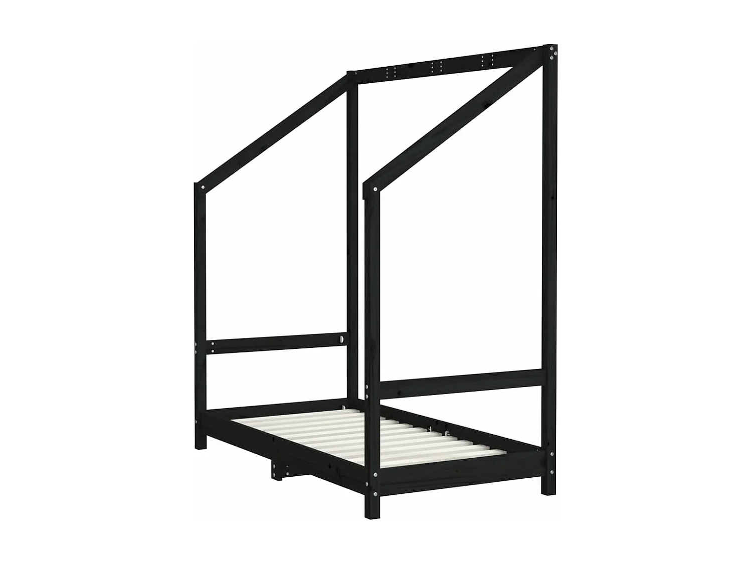 Cadre de lit pour enfant noir 70x140 cm bois de pin massif