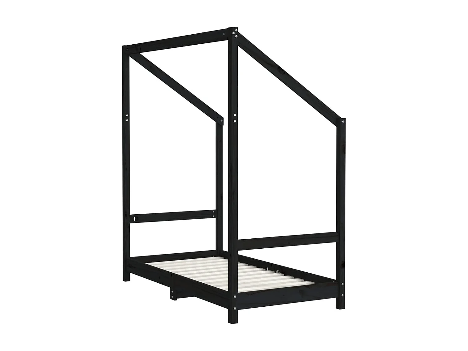 Cadre de lit pour enfant noir 70x140 cm bois de pin massif