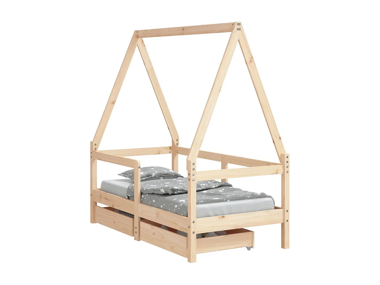 Cadre de lit enfant avec tiroirs 70x140 cm bois de pin massif