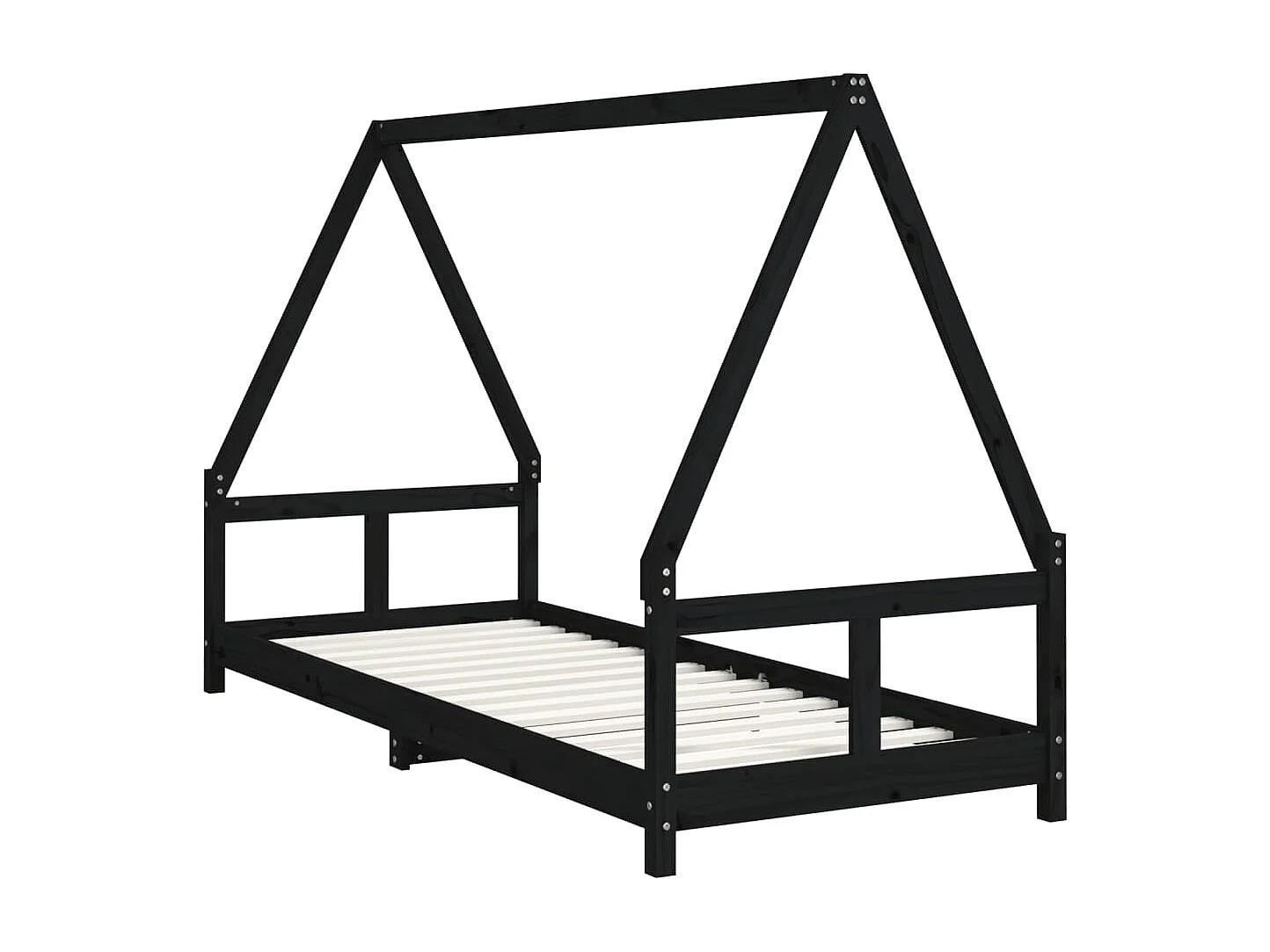 Cadre de lit pour enfants noir 80x200 cm bois de pin massif