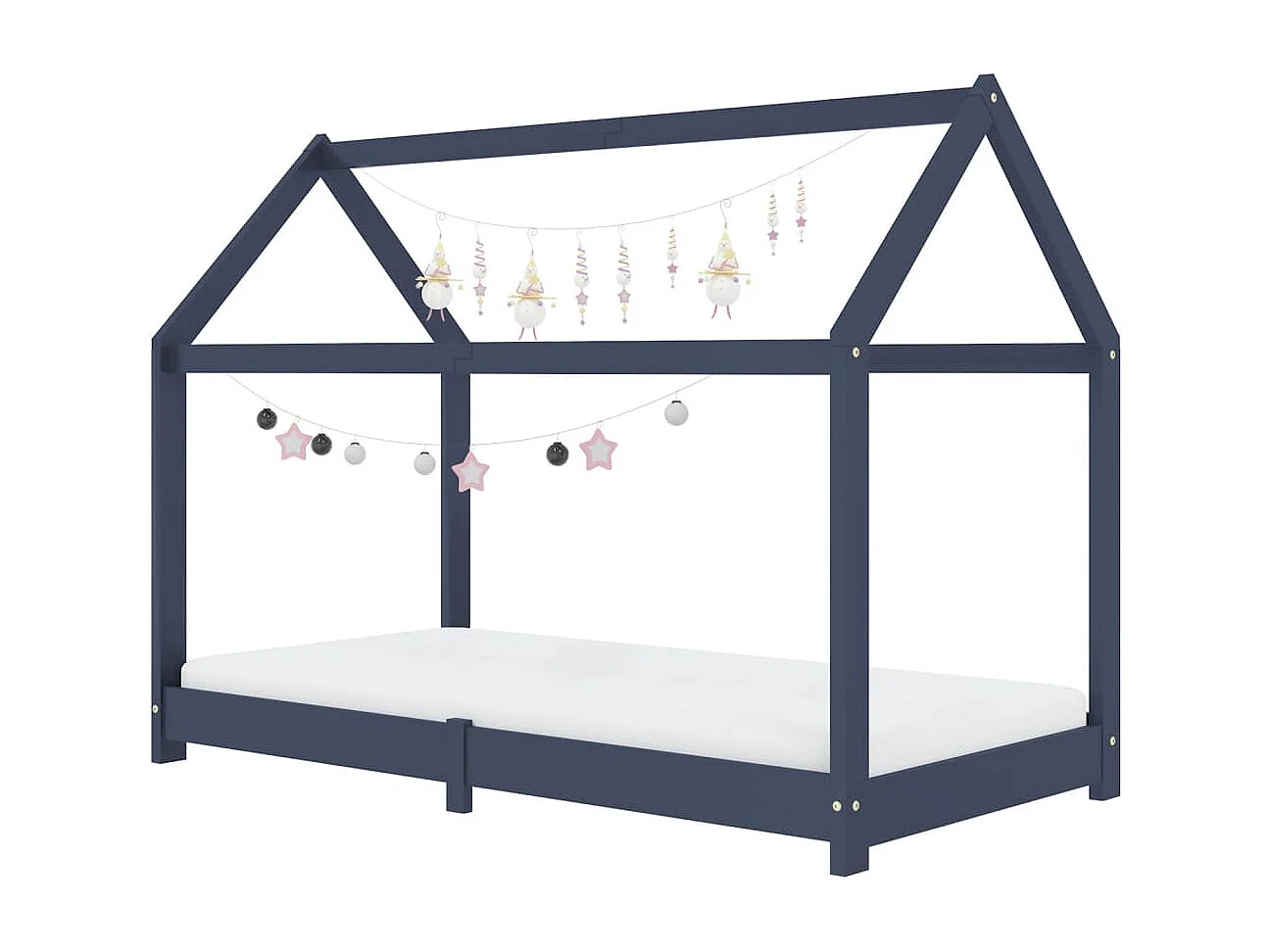 Cadre de lit d'enfant Gris Bois de pin massif 80x160 cm