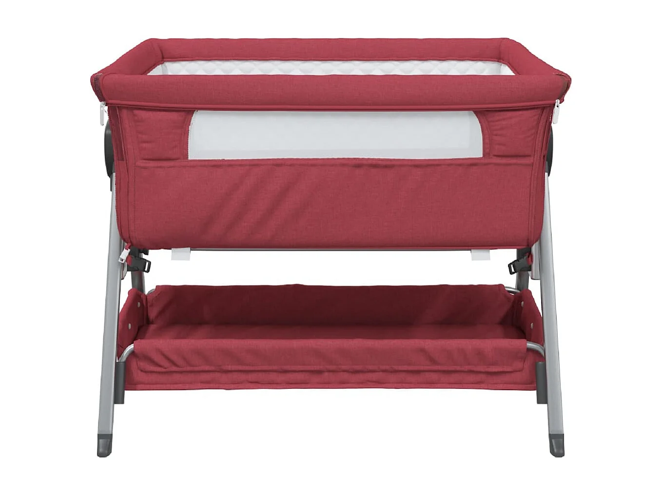 Cama de bebê com colchão tecido linho vermelho