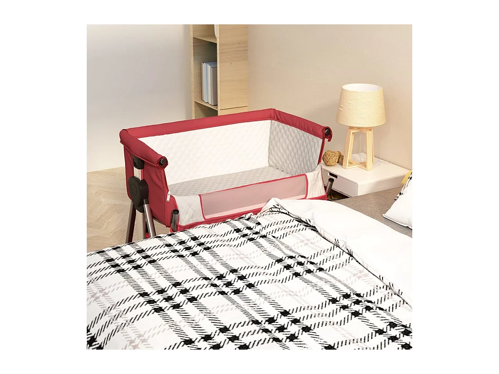 Lit pour bébé avec matelas Rouge Tissu de lin