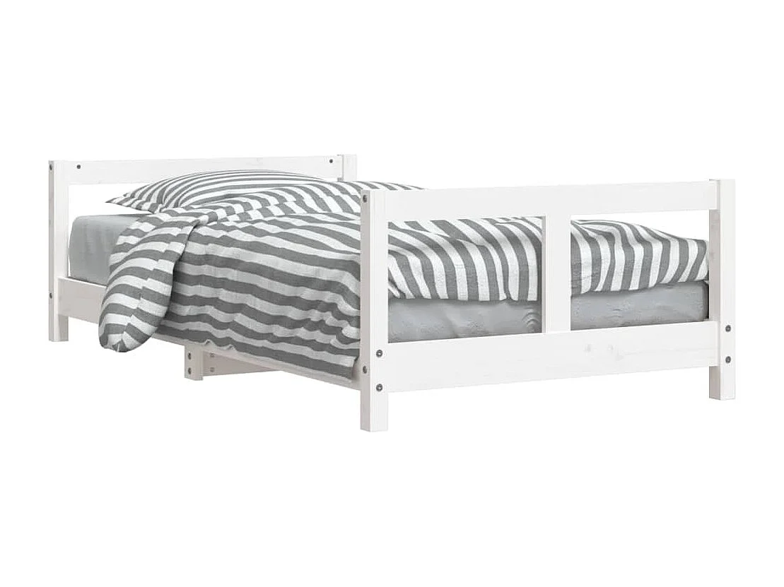 Weißes Kinderbettgestell 80x160 cm aus massivem Kiefernholz