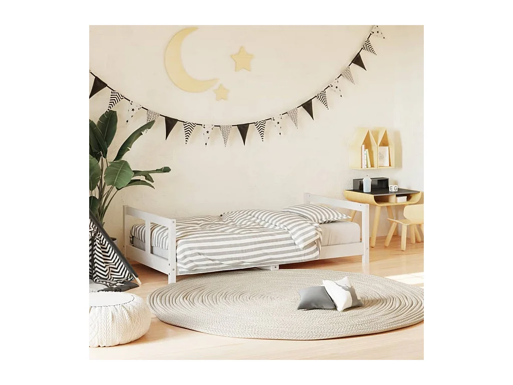 Wit kinderbedframe 80x160 cm massief grenenhout
