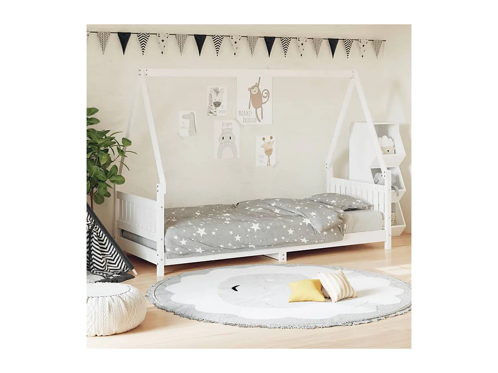 Struttura letto per bambini bianca 80x200 cm in legno di pino massiccio