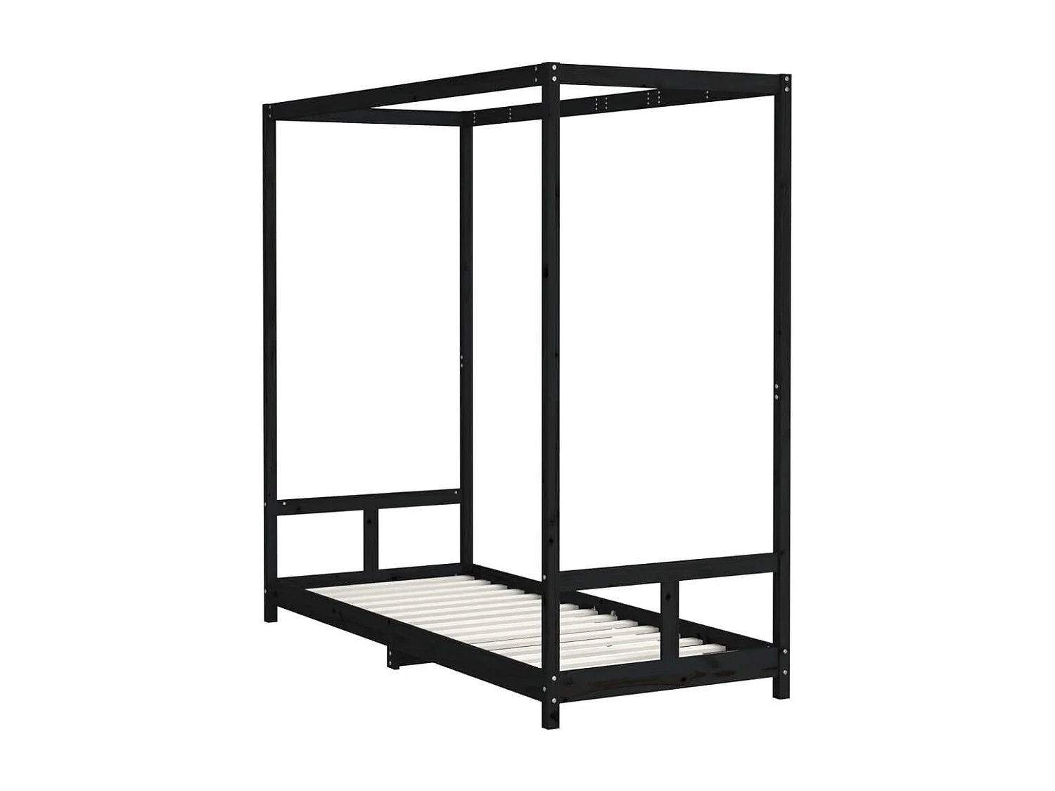 Cadre de lit pour enfants noir 80x200 cm bois de pin massif