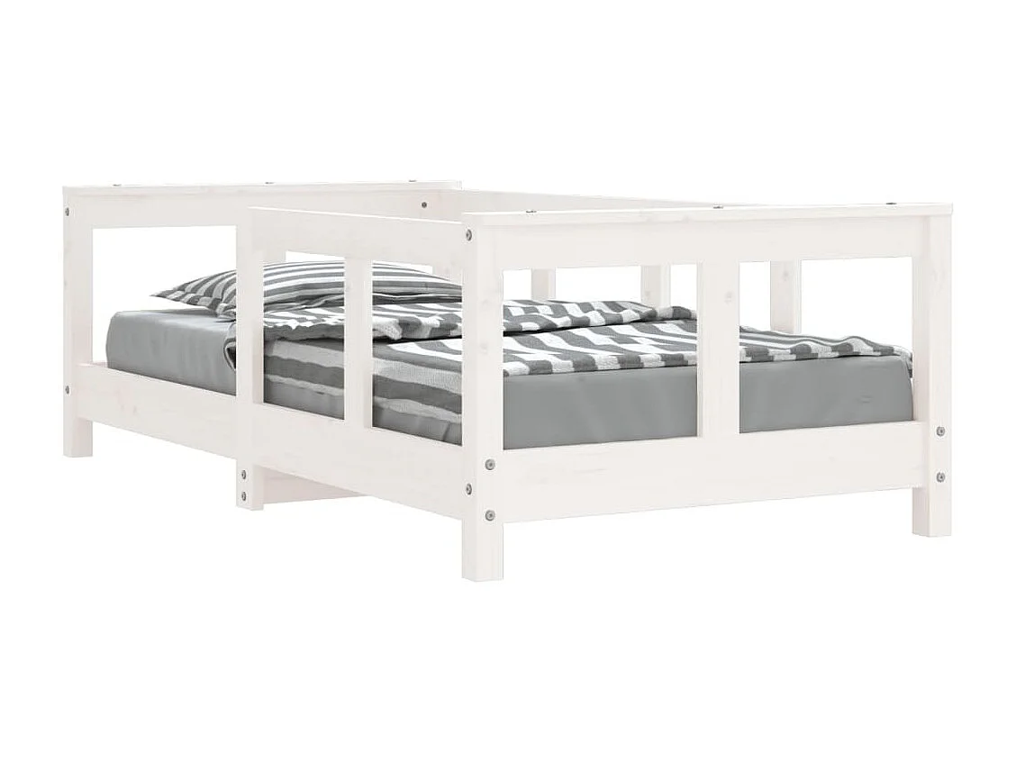 Estrutura de cama infantil branca 70x140 cm em madeira maciça de pinho
