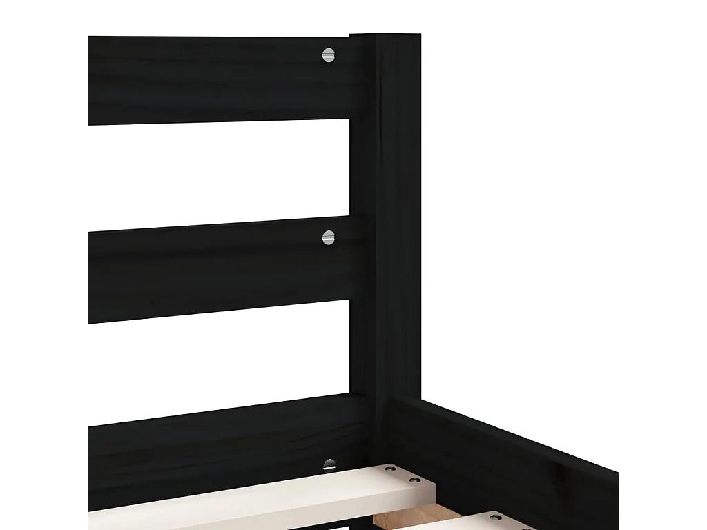 Kinderbettgestell mit schwarzen Schubladen 80x160 cm aus massivem Kiefernholz