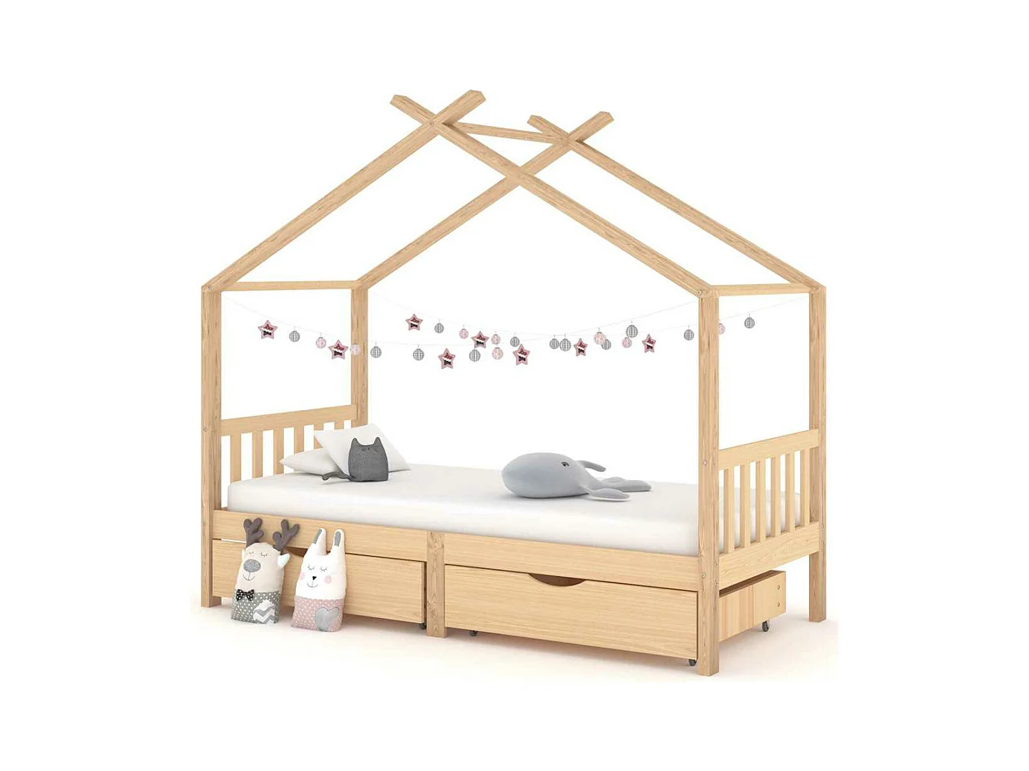 Cadre de lit enfant avec tiroirs bois de pin massif 90x200 cm