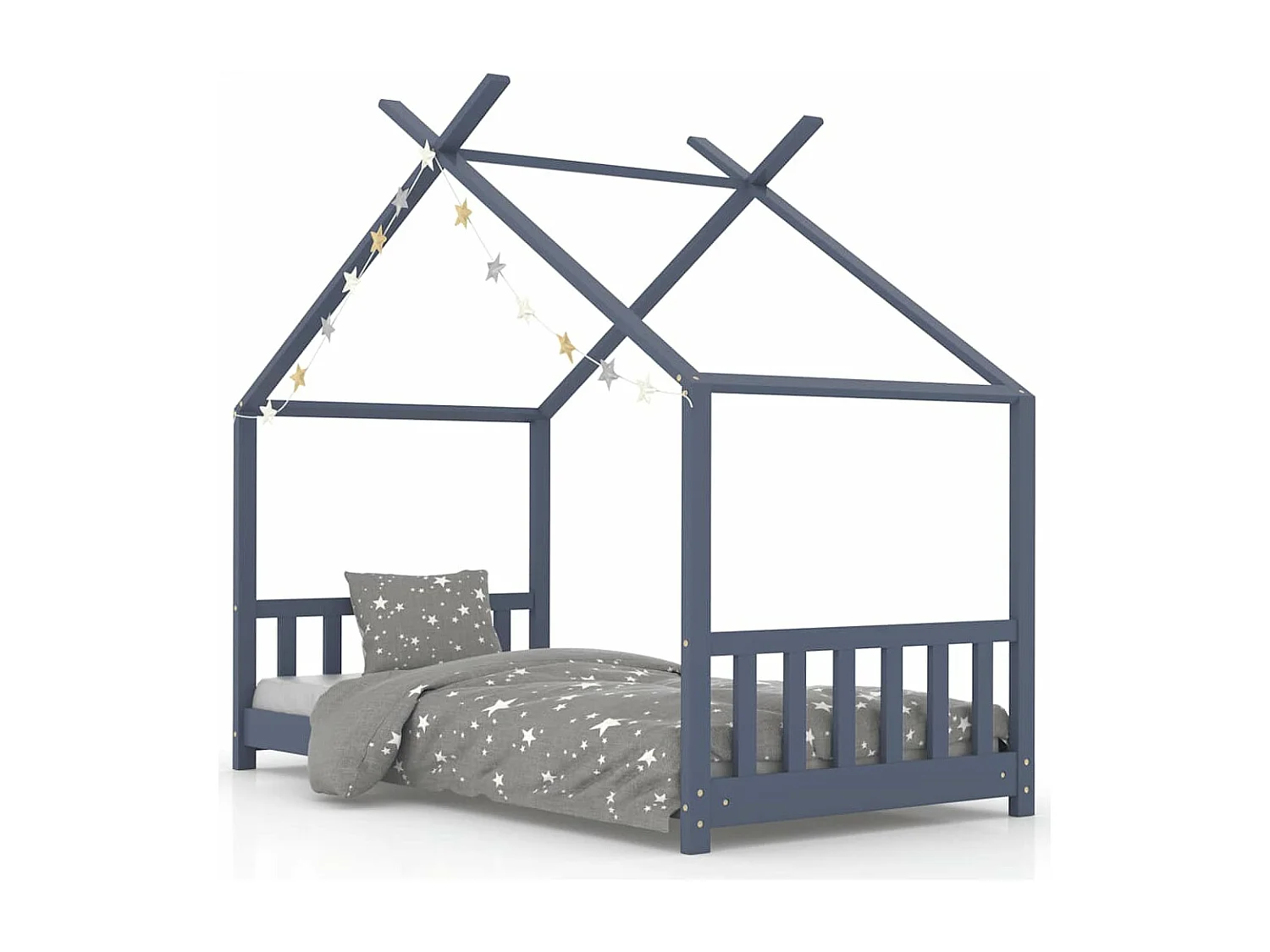 Cadre de lit d'enfant Gris Bois de pin massif 70x140 cm