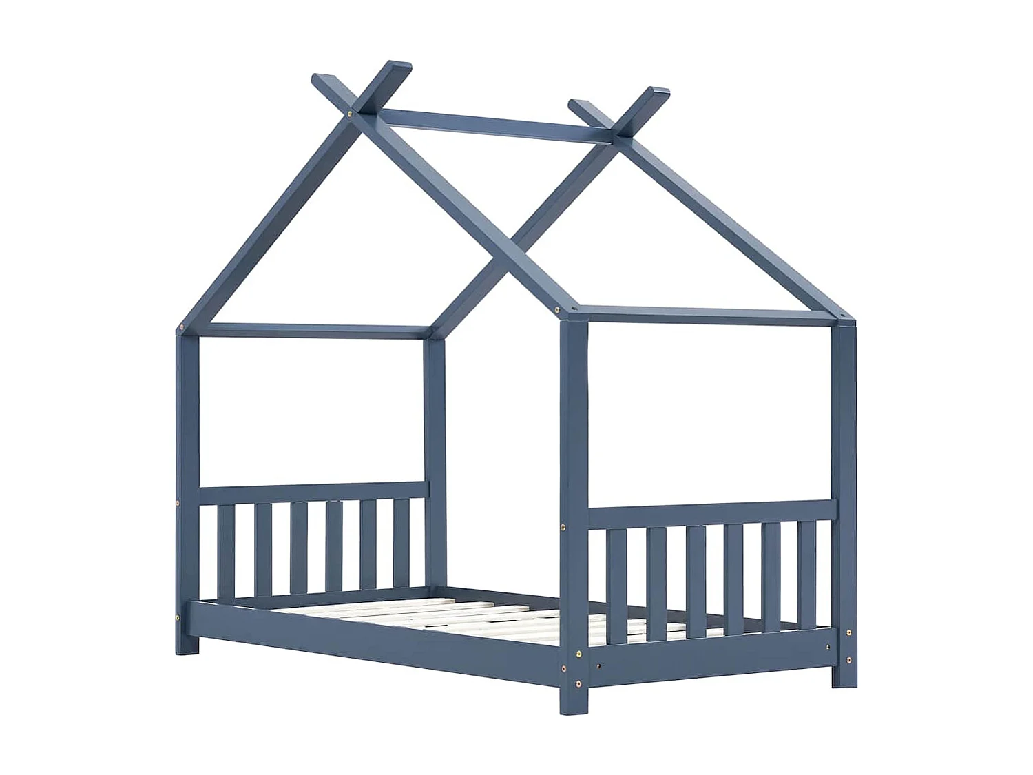 Cadre de lit d'enfant Gris Bois de pin massif 70x140 cm