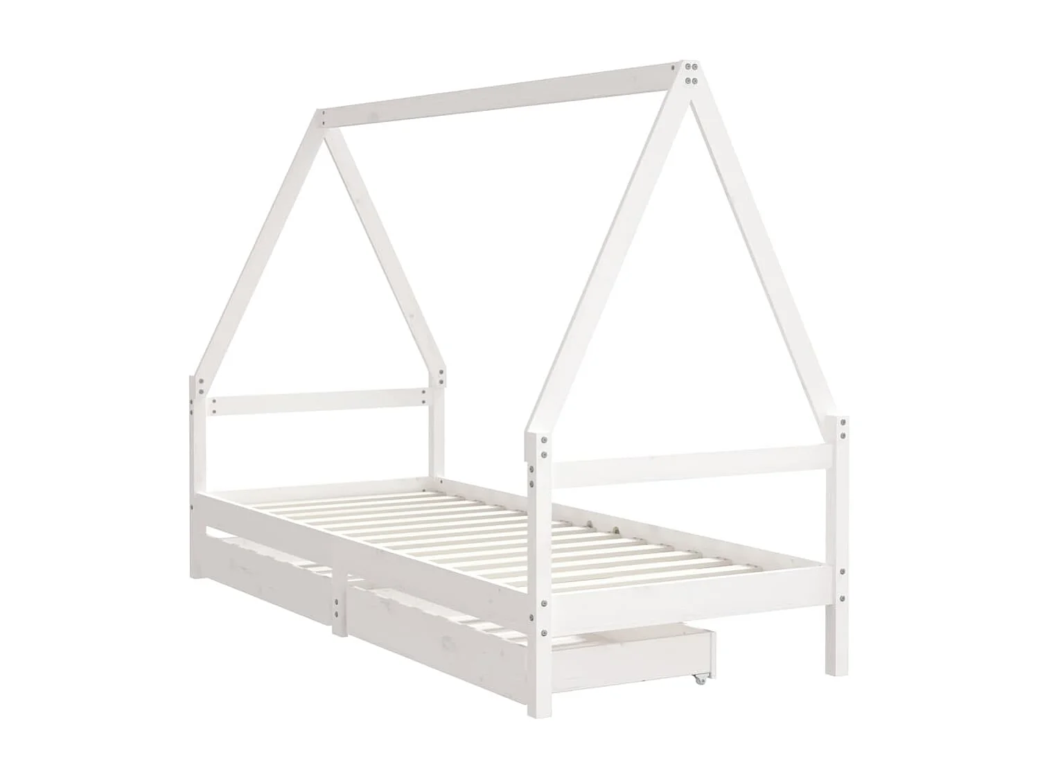 Cadre de lit enfant tiroirs blanc 80x200 cm bois de pin massif