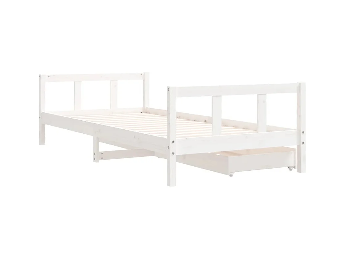 Estrutura de cama infantil com gavetas branco 90x200 cm madeira maciça de pinho