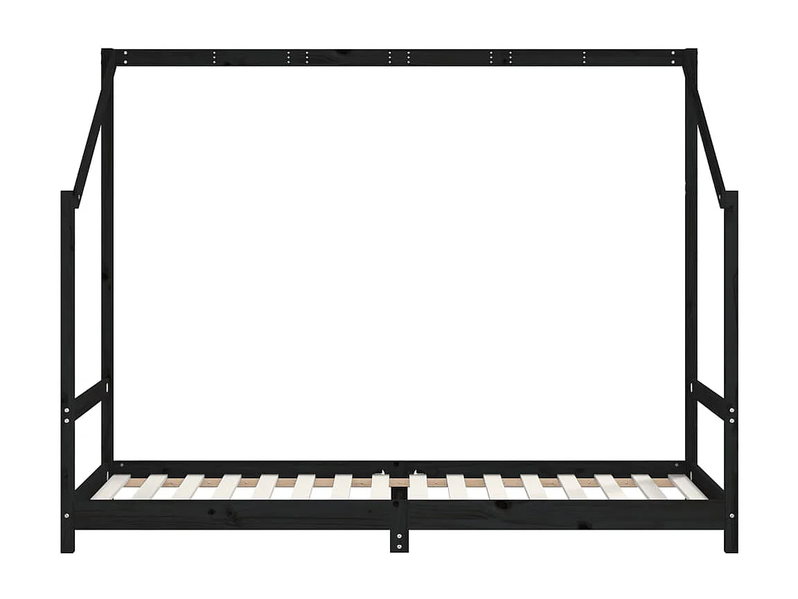 Cadre de lit pour enfants noir 90x200 cm bois de pin massif