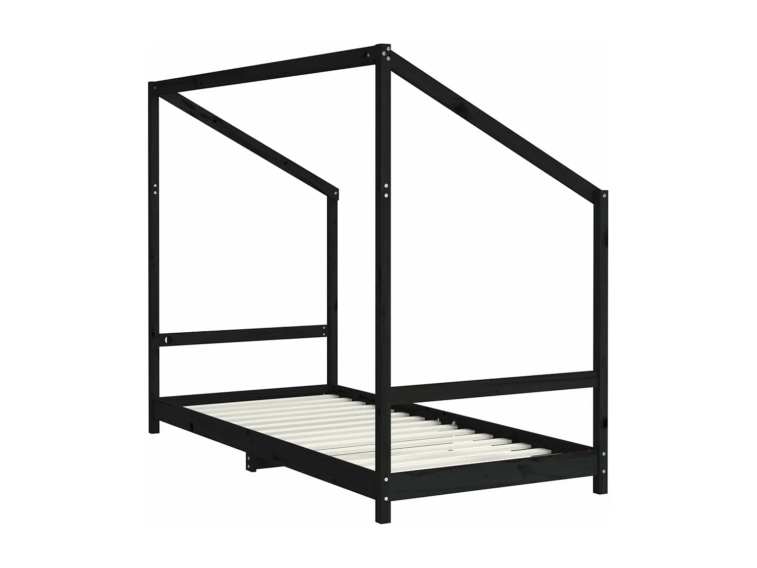 Cadre de lit pour enfants noir 90x200 cm bois de pin massif