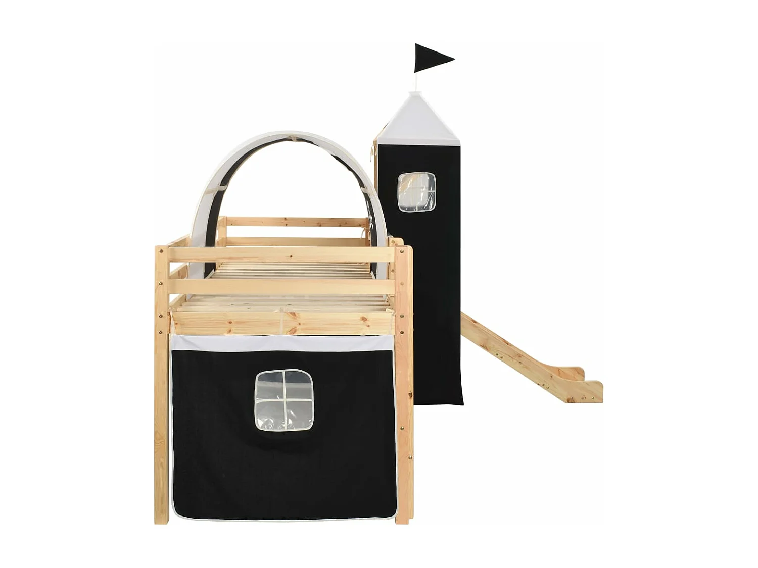 Lit mezzanine d'enfants avec toboggan et échelle Pin 97x208 cm