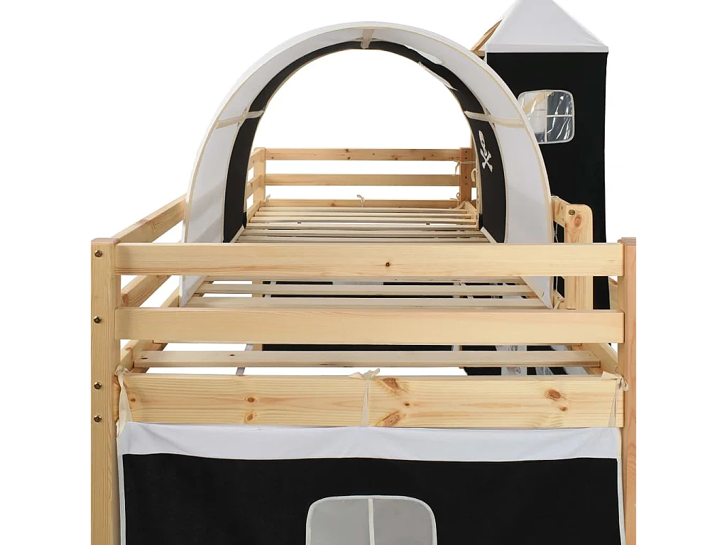 Lit mezzanine d'enfants avec toboggan et échelle Pin 97x208 cm