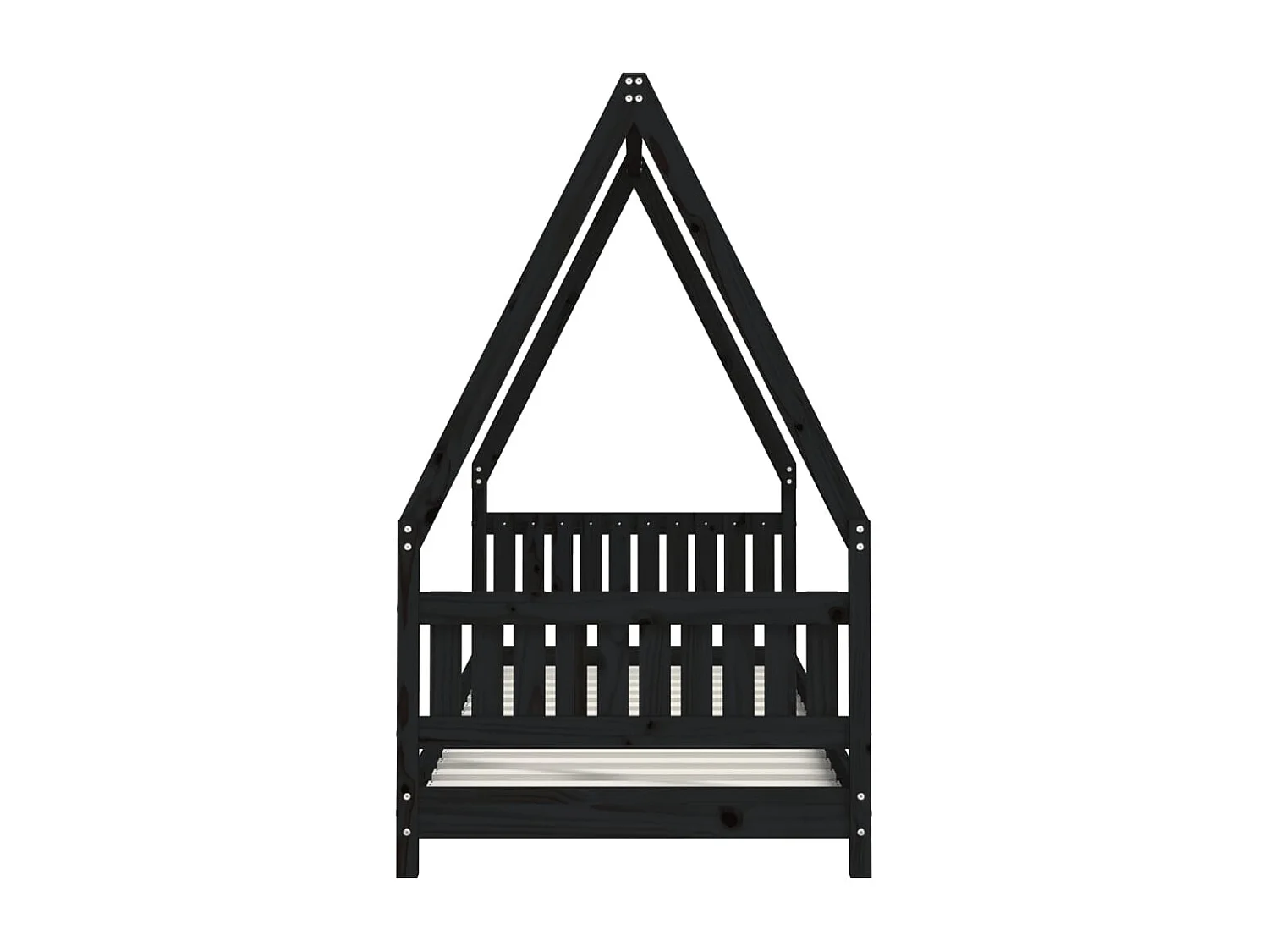 Cadre de lit pour enfants noir 80x200 cm bois de pin massif