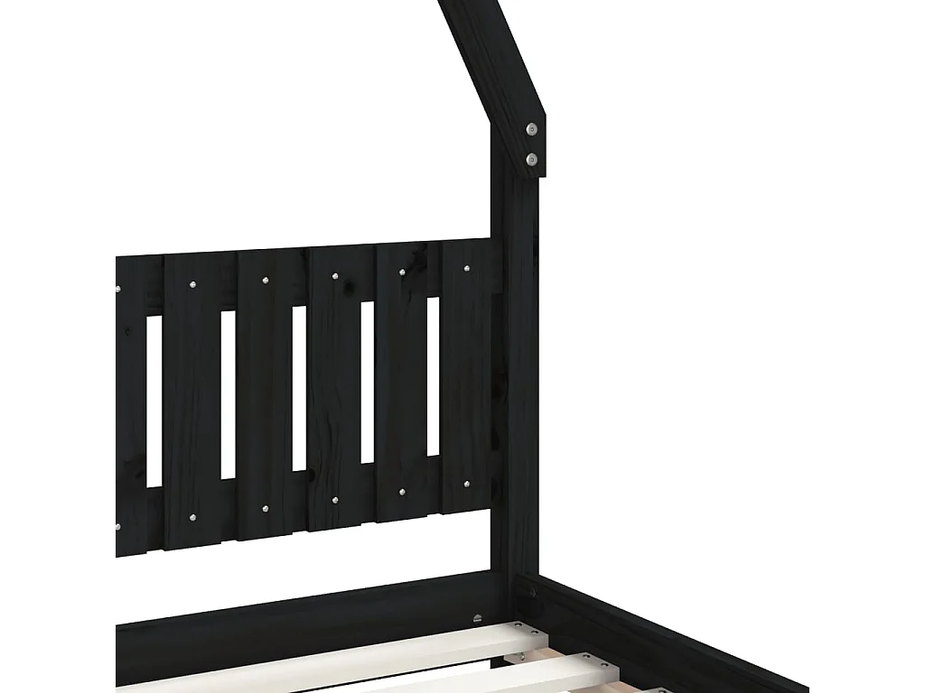 Cadre de lit pour enfants noir 80x200 cm bois de pin massif