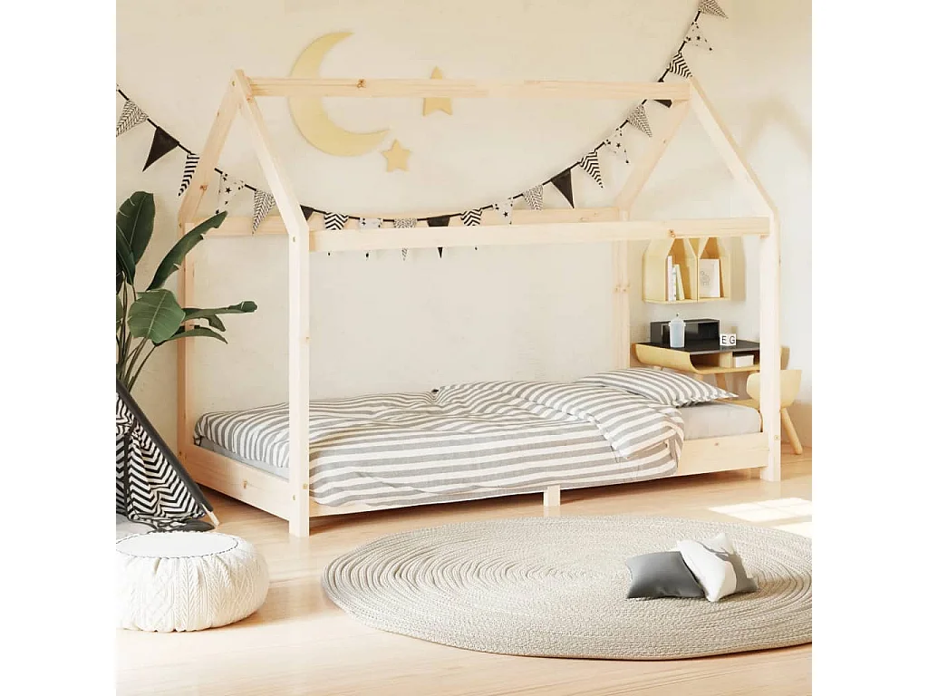 Estructura de cama infantil de madera maciza de pino 70x140 cm