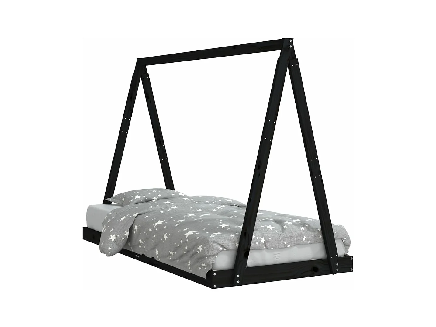 Cadre de lit pour enfants noir 90x190 cm bois de pin massif