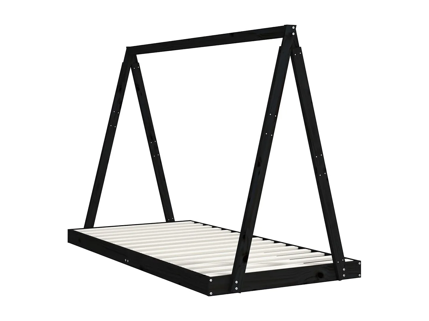 Cadre de lit pour enfants noir 90x190 cm bois de pin massif