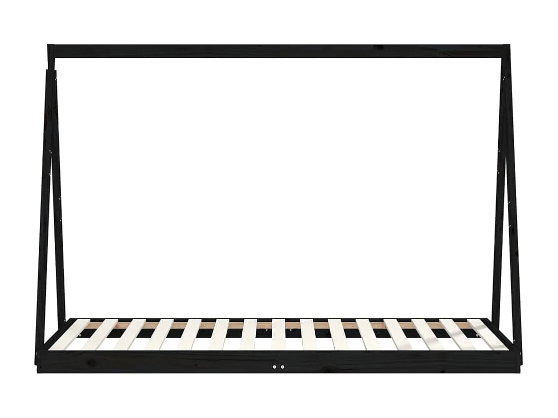 Cadre de lit pour enfants noir 90x190 cm bois de pin massif