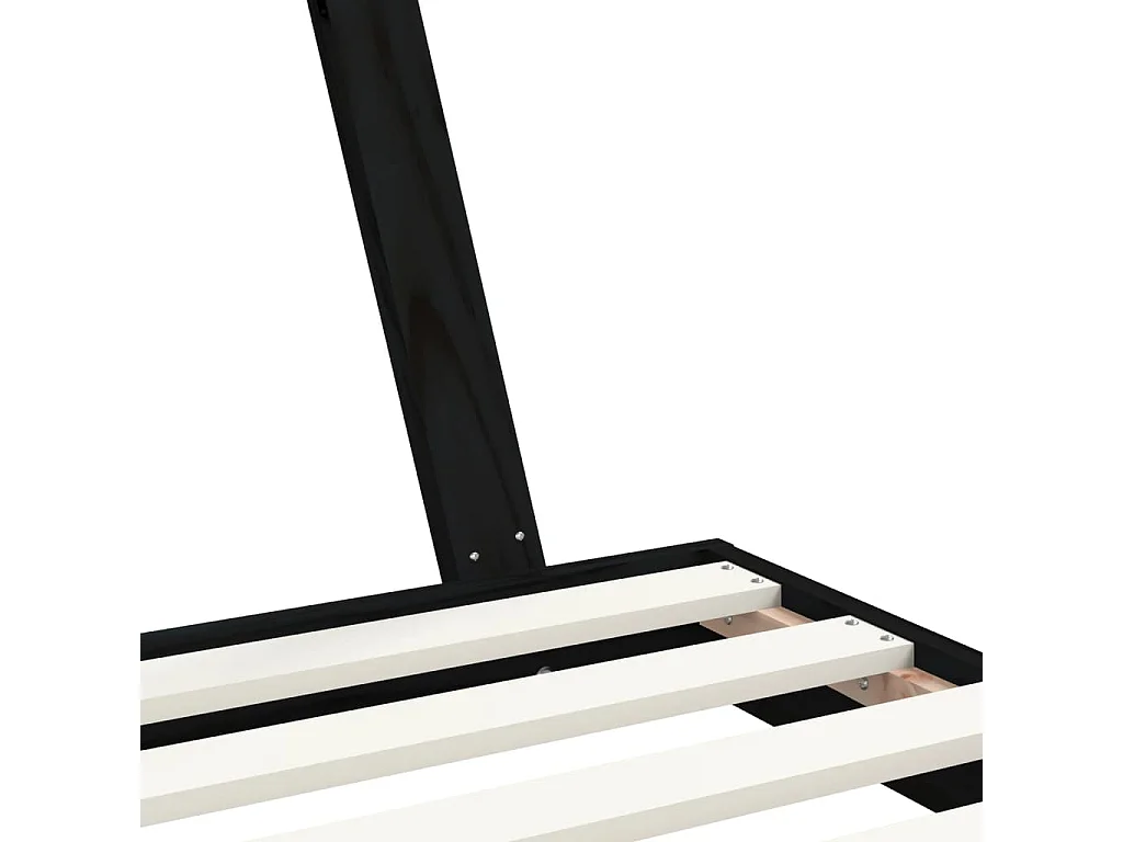 Cadre de lit pour enfants noir 90x190 cm bois de pin massif