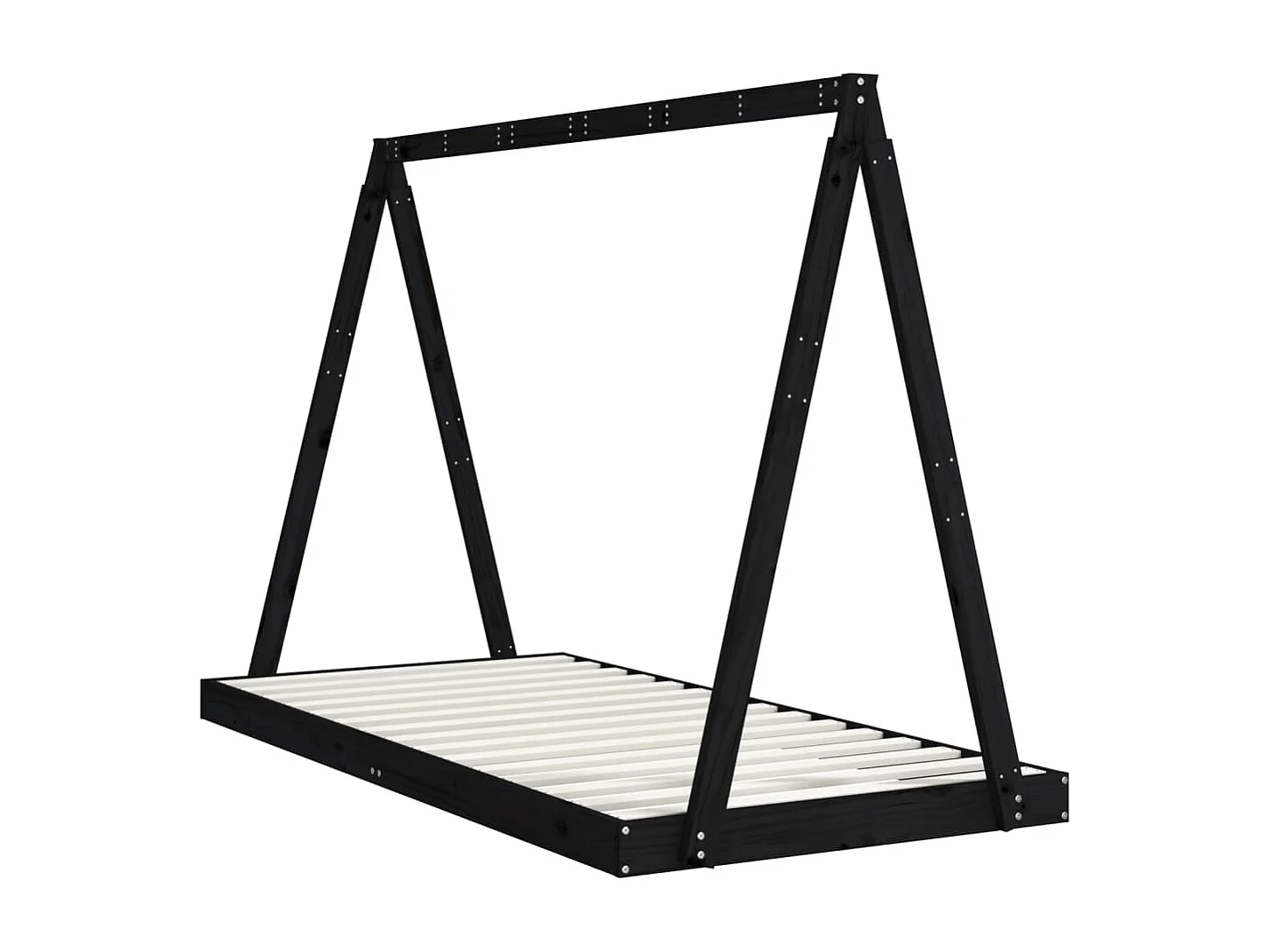 Cadre de lit pour enfants noir 90x190 cm bois de pin massif