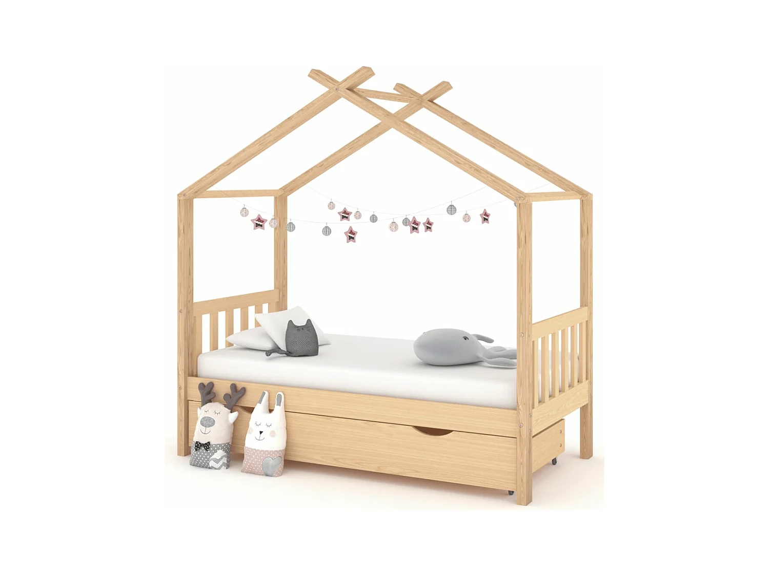 Kinderbedframe met lade massief grenenhout 80x160 cm