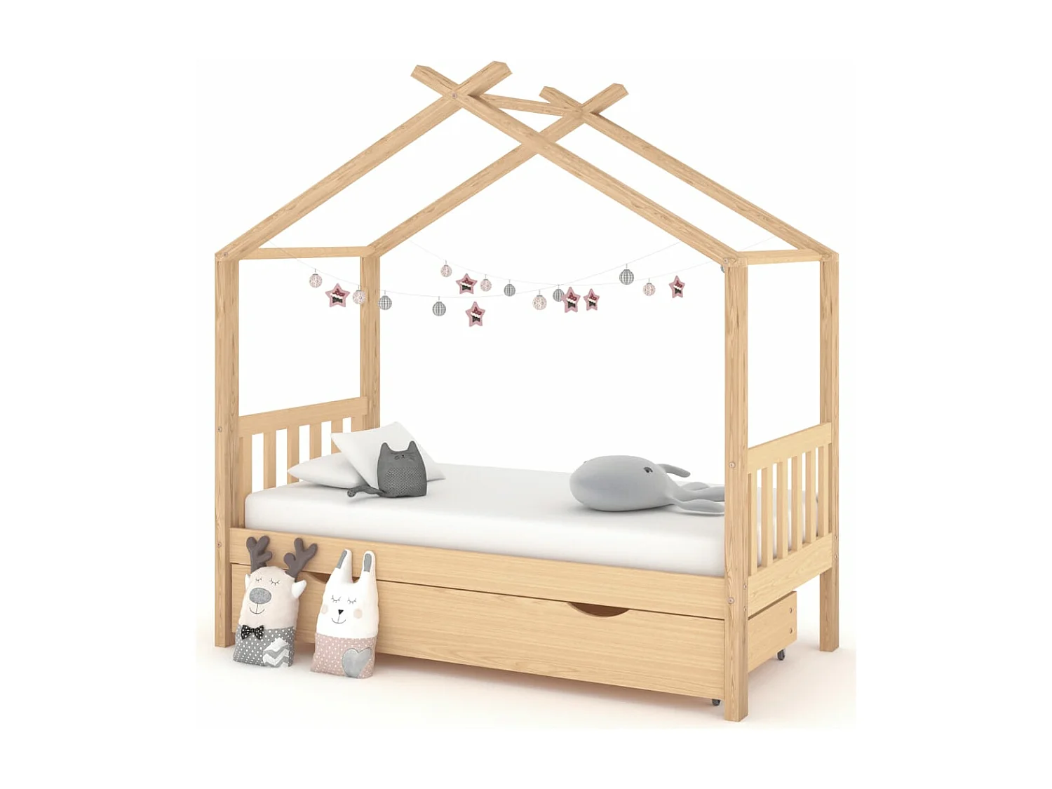 Cadre de lit enfant avec tiroir bois de pin massif 80x160 cm