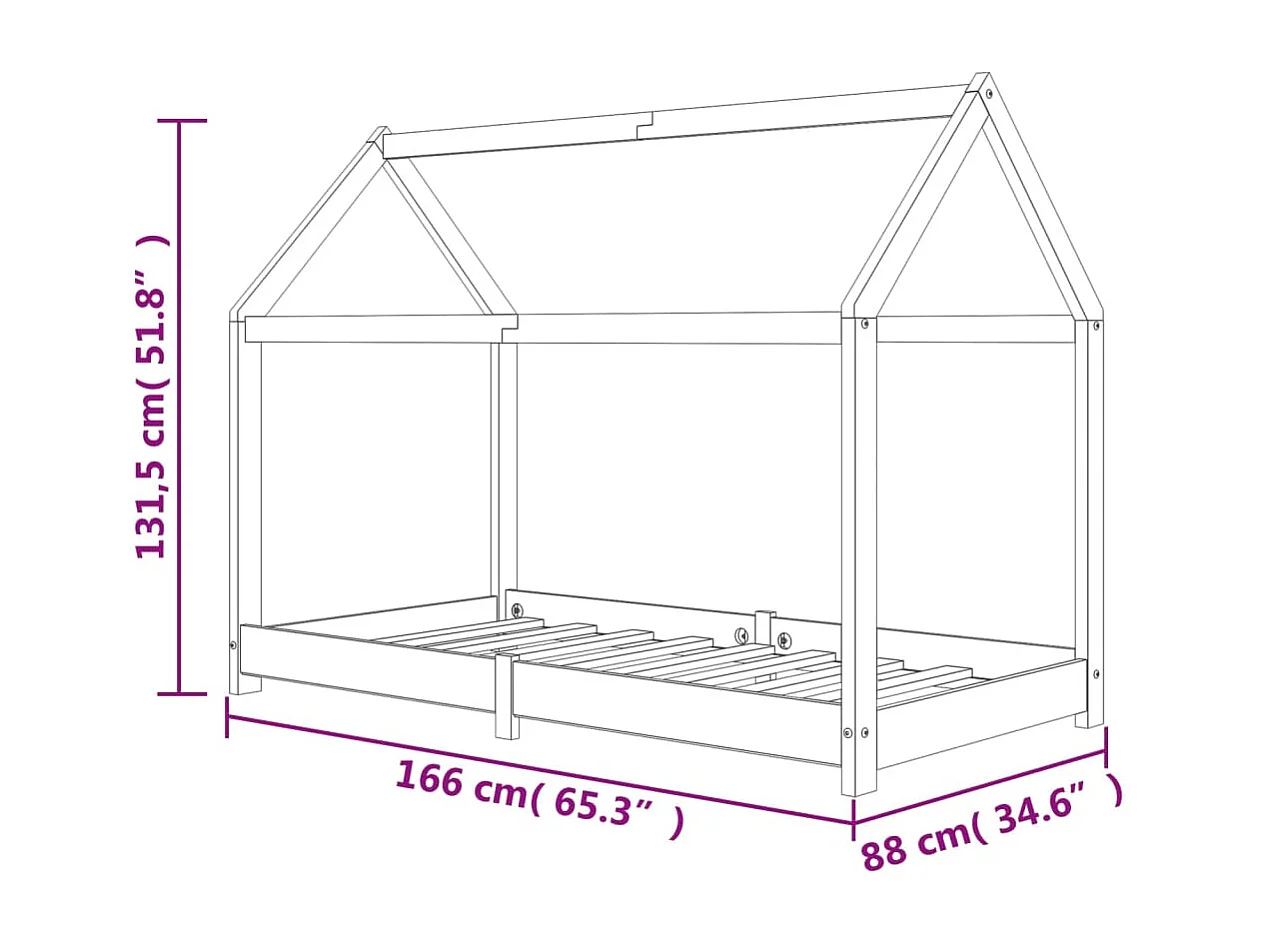Estructura de cama infantil Madera maciza de pino 80x160 cm