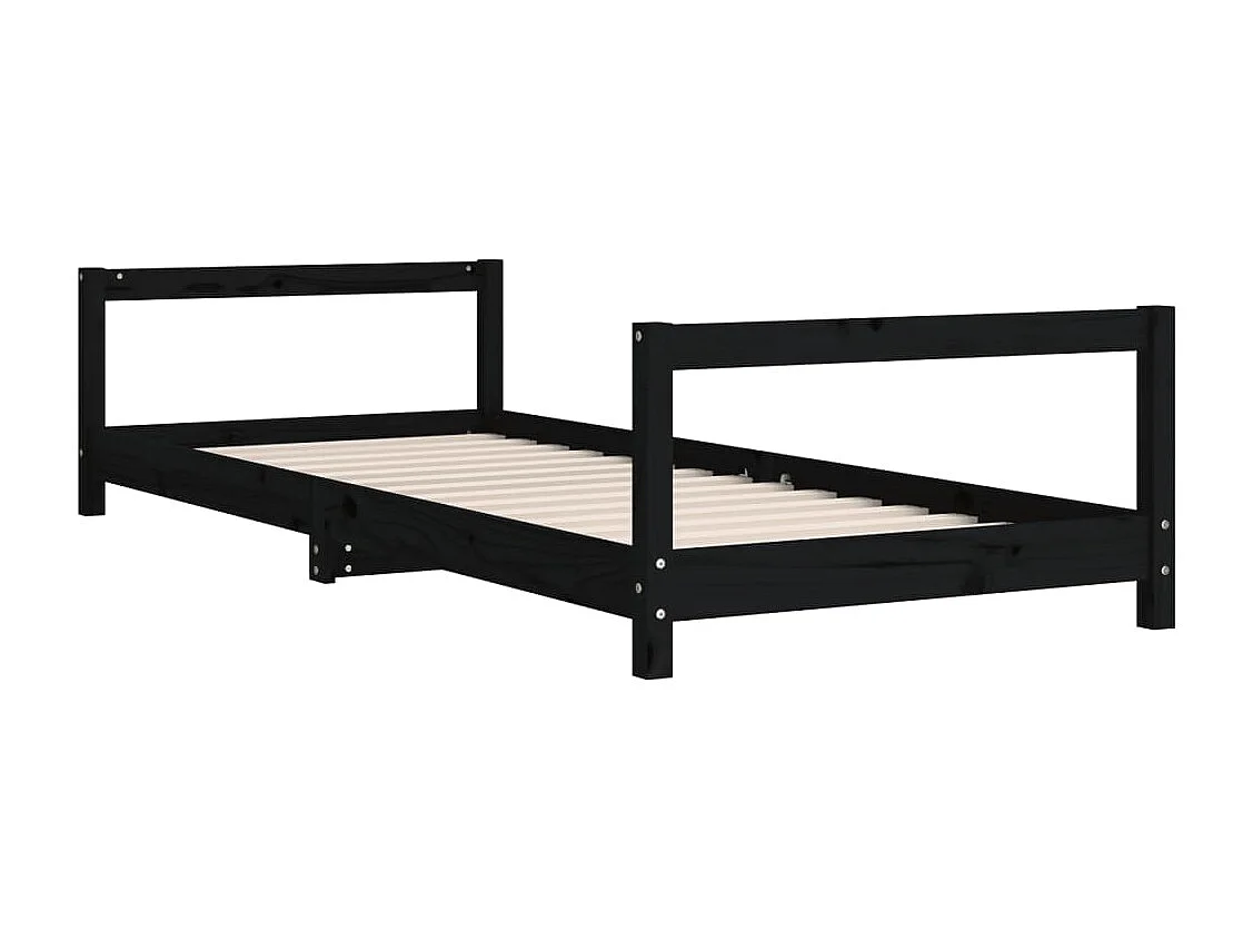 Cadre de lit pour enfants noir 90x190 cm bois de pin massif