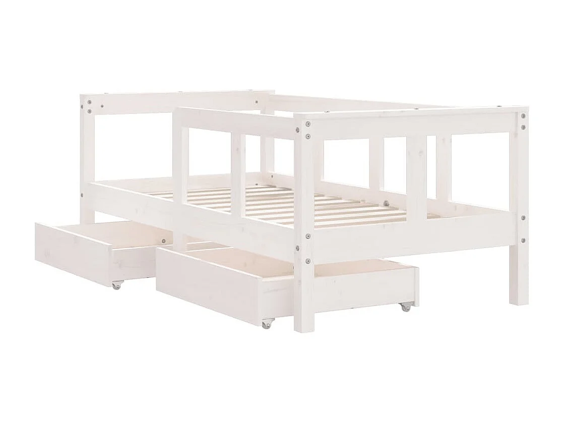 Estructura de cama infantil con cajones madera maciza de pino blanco 70x140 cm