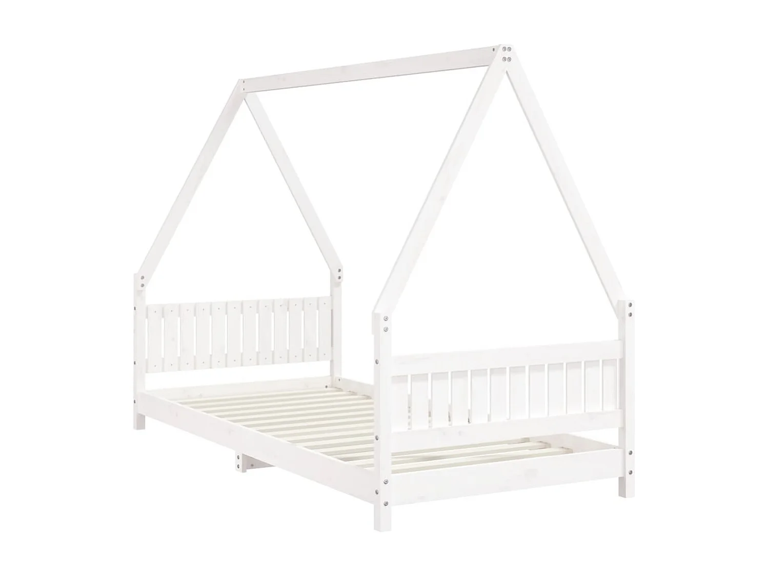 Estrutura de cama infantil branca 90x200 cm madeira maciça de pinho