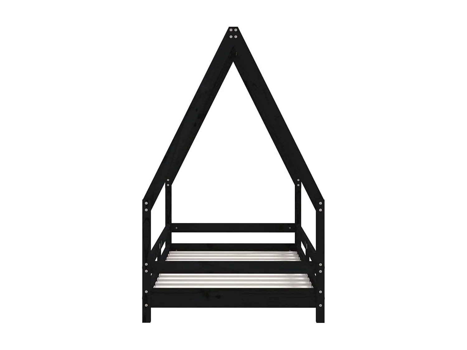 Cadre de lit pour enfant noir 80x160 cm bois de pin massif