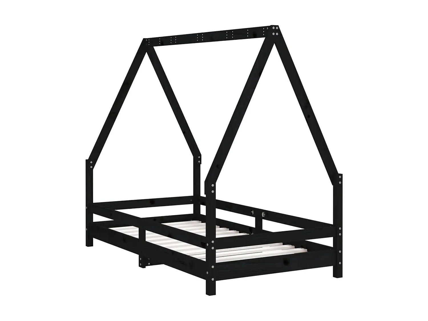 Cadre de lit pour enfant noir 80x160 cm bois de pin massif