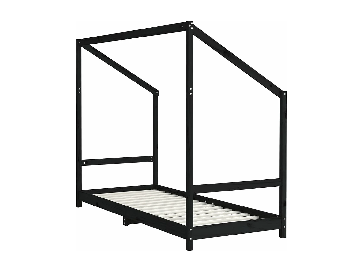 Cadre de lit pour enfants noir 80x200 cm bois de pin massif