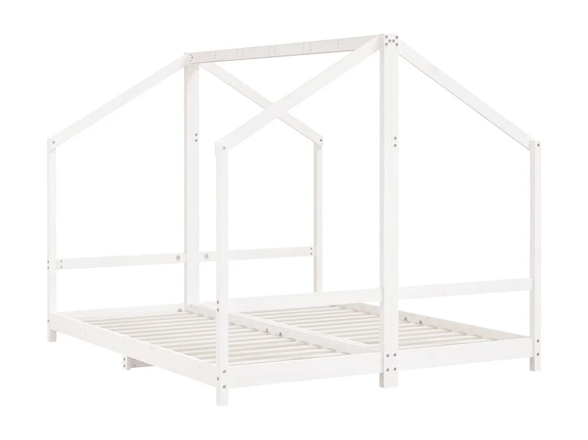 Cadre de lit d'enfant blanc 2x(80x200) cm bois de pin massif