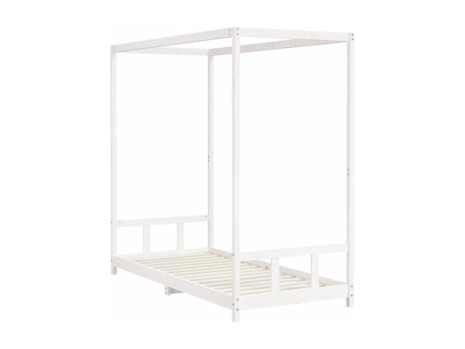 Estrutura de cama infantil branca 90x200 cm madeira maciça de pinho