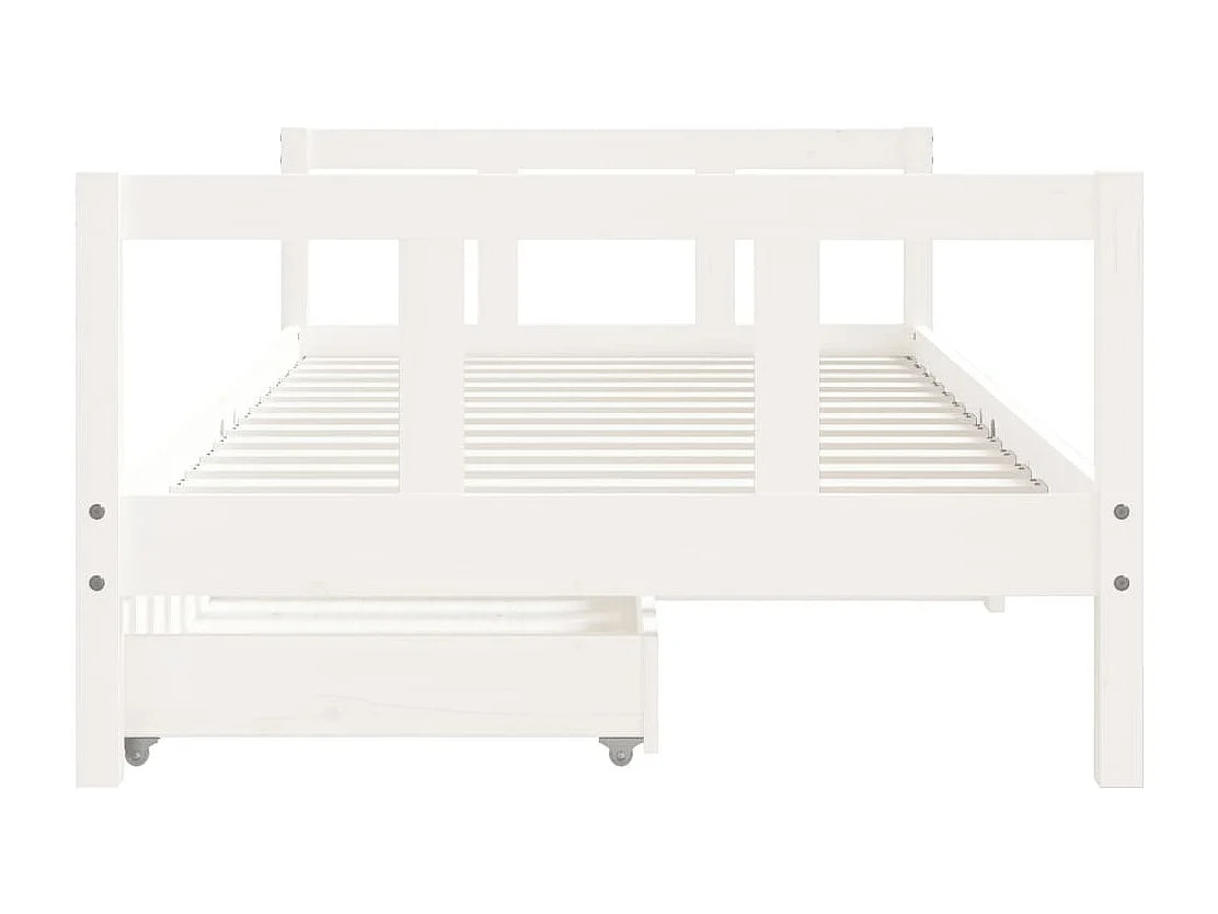 Estructura de cama infantil con cajones madera maciza de pino blanco 90x190 cm