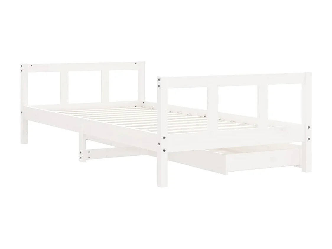 Estructura de cama infantil con cajones madera maciza de pino blanco 90x190 cm