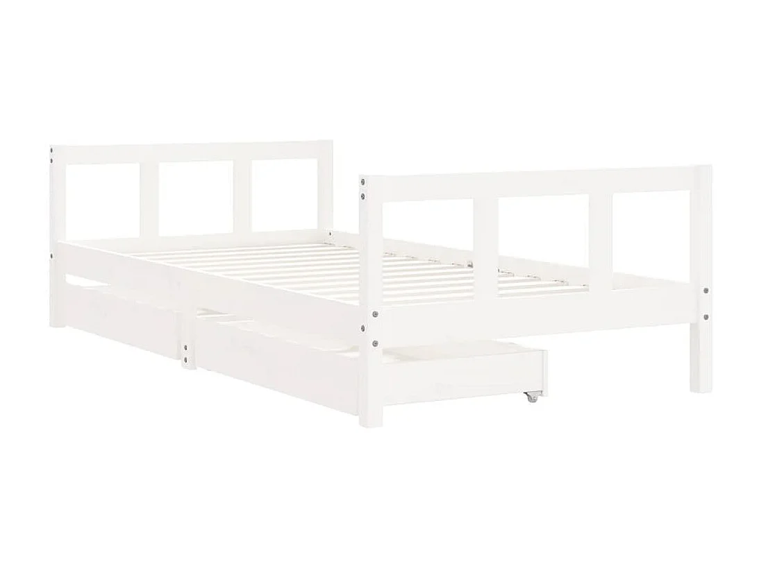 Estructura de cama infantil con cajones madera maciza de pino blanco 90x190 cm