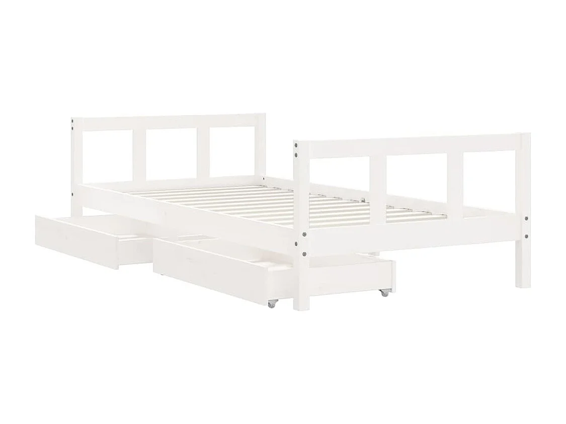 Estructura de cama infantil con cajones madera maciza de pino blanco 90x190 cm